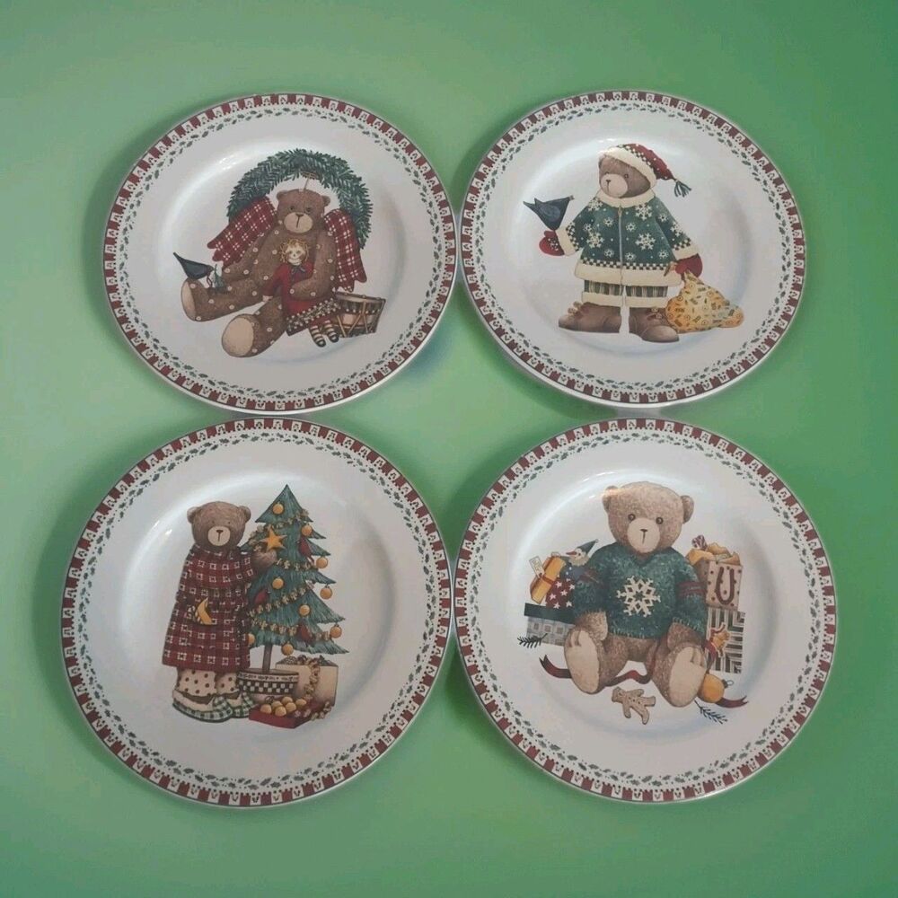 Sakura Holiday Bear Dinnerware Set - Red, Green, Brown